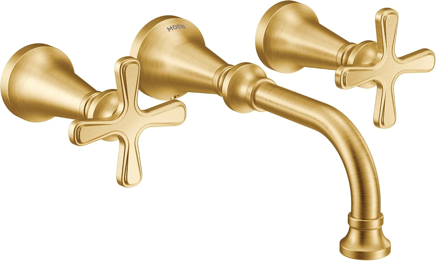 Moen Colinet Brushed Gold Traditional Cross Handle Wall Mount Bathroom Faucet Trim, Valve Required, TS44105BG
