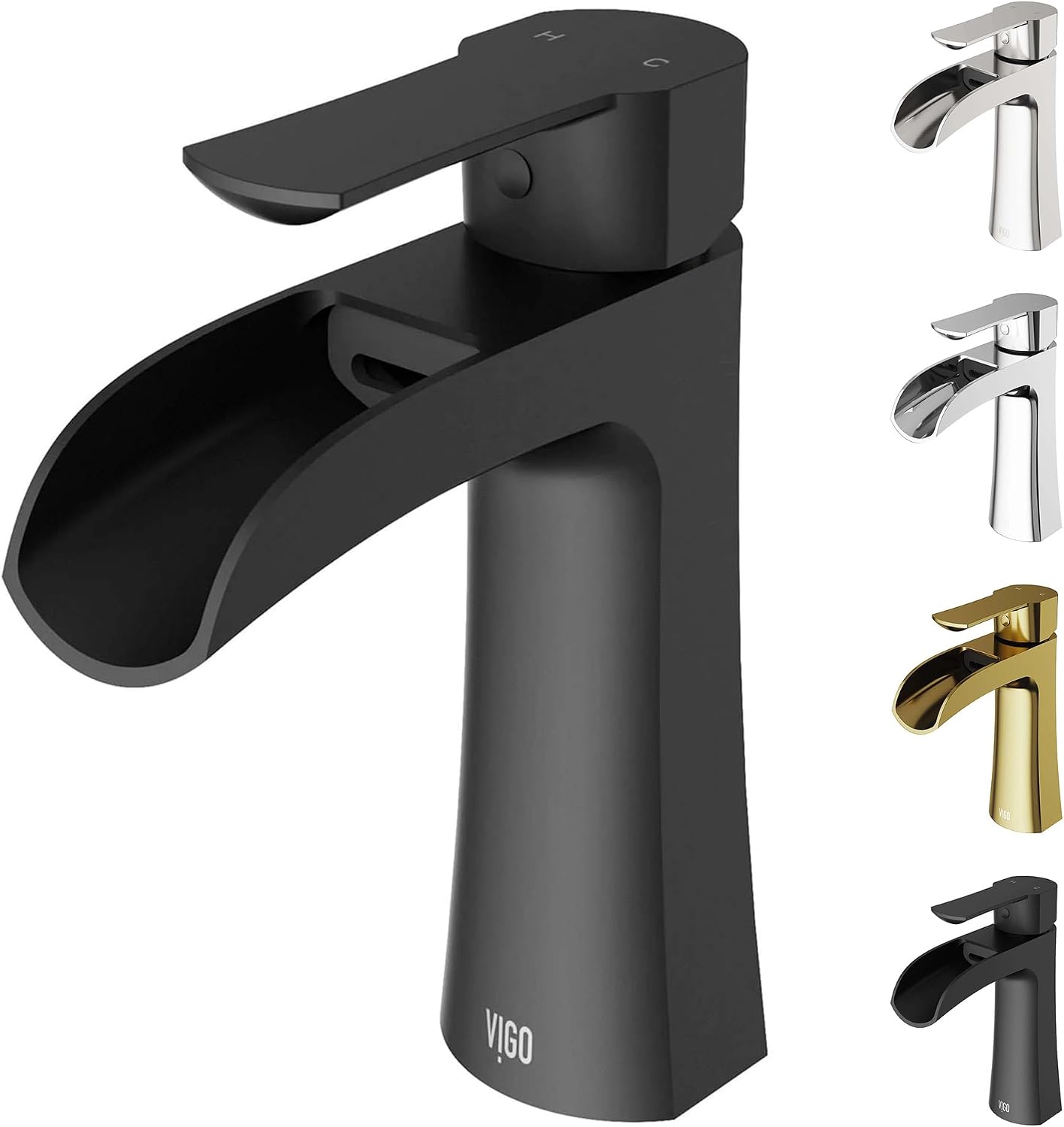 VIGO Paloma Waterfall Single-Handle Single-Hole Mount Bathroom Sink Faucet, 7-Inch, Matte Black, Modern Design, Solid Brass, 1.2 GPM WaterSense & Ceramic Disc Valve, Corrosion-Resistant - VG01041MB