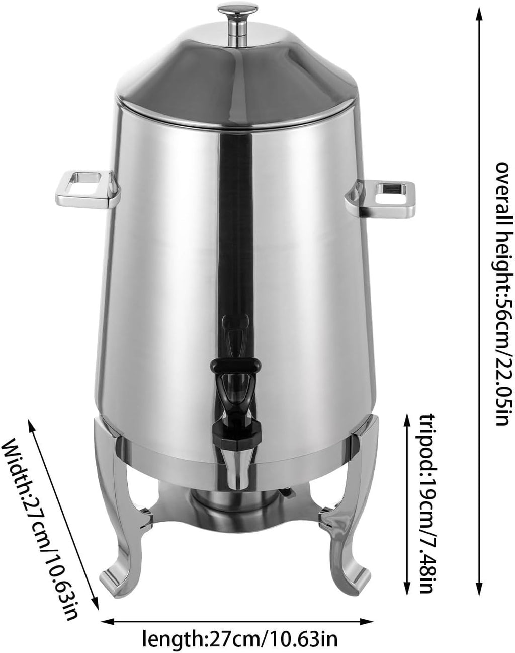 3.4 Gallon Stainless Steel Coffee Urn with Continuous Heating Faucet Hot Beverage Dispenser for Tea Water Parties Buffet Catering(Fuel Silver)