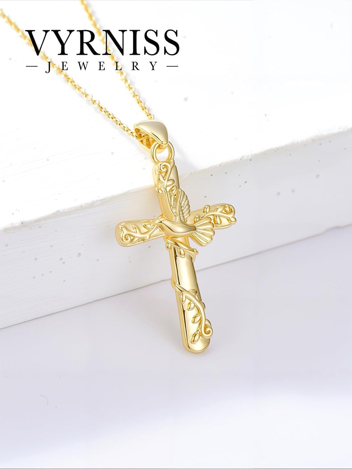 18K Gold Cross Pendant for Women Gold Cross Necklace 18K Gold Jewelry Religious Gift