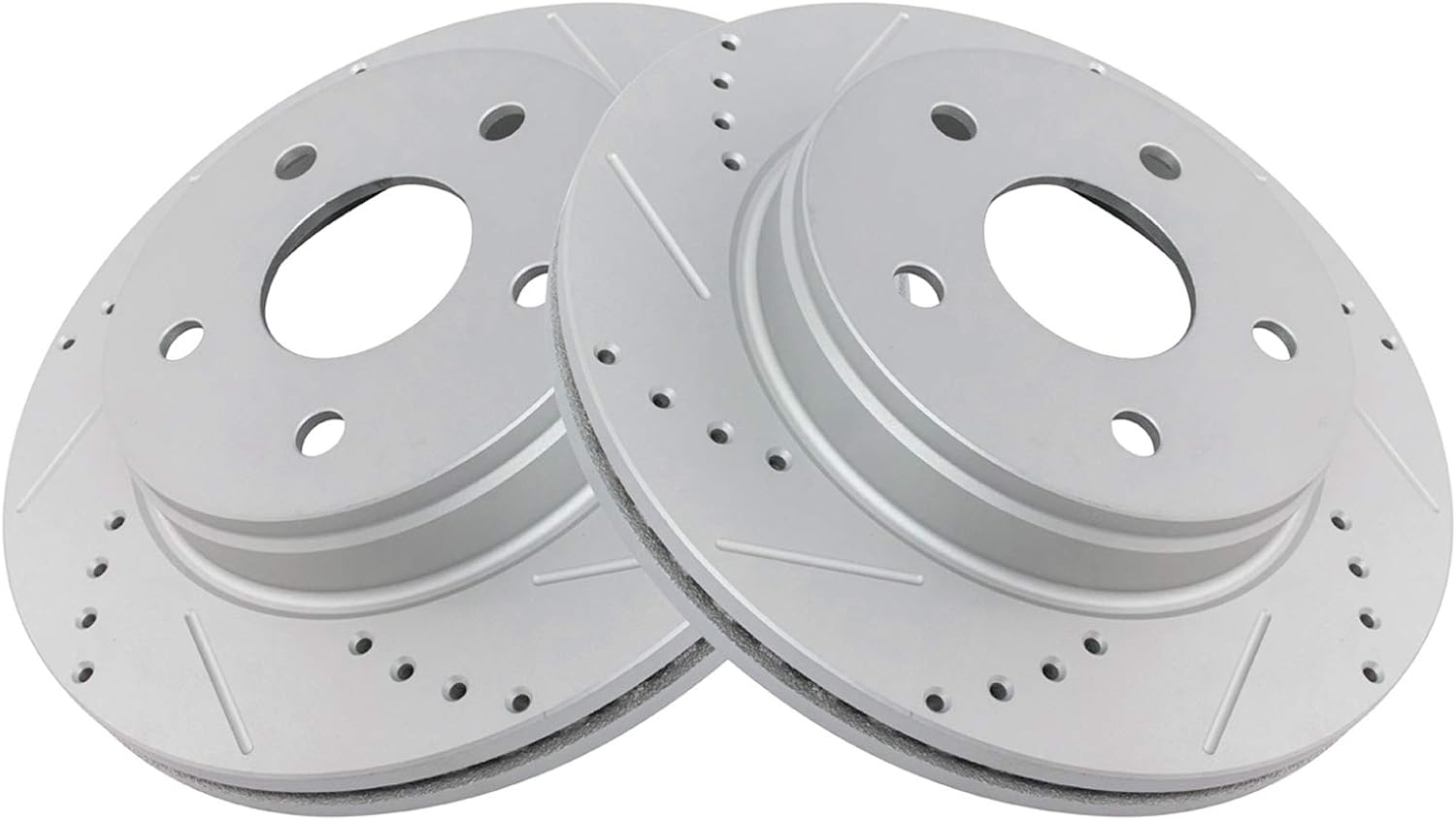 TRQ Performance Front Brake Pad and Rotor Set Ceramic Drilled Slotted G Coated Vented Rotors Compatible with 2003-2005 Dodge Ram 1500 2004-2006 Durango