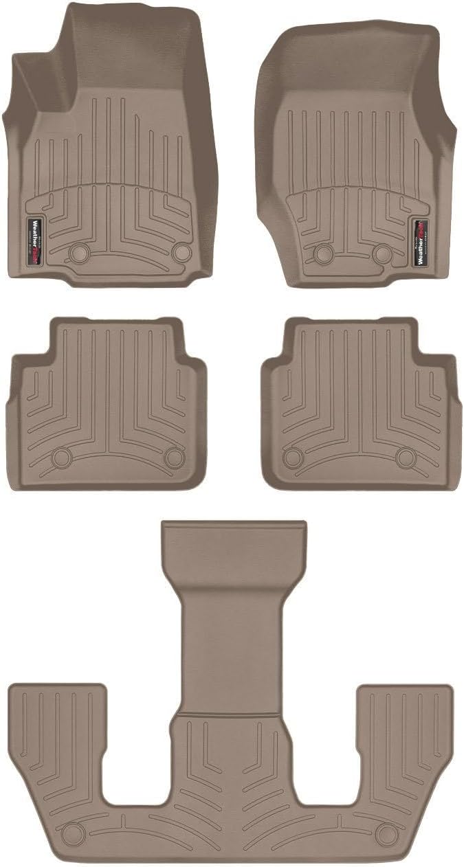 WeatherTech Custom Fit FloorLiners for Jeep Grand Cherokee L, Grand Cherokee L, Grand Cherokee L - Full Set (451696-1-2-3), Tan