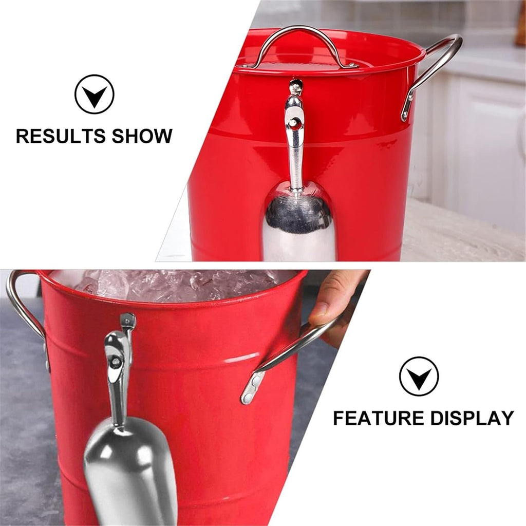 Ice Bucket with Lid and Ice Tongs,3.5L Metal Double Wal Ice Bucket Set,Home Kitchen Gifts with Lid,Modern Ice Buckets for Parties,Ice Bucket