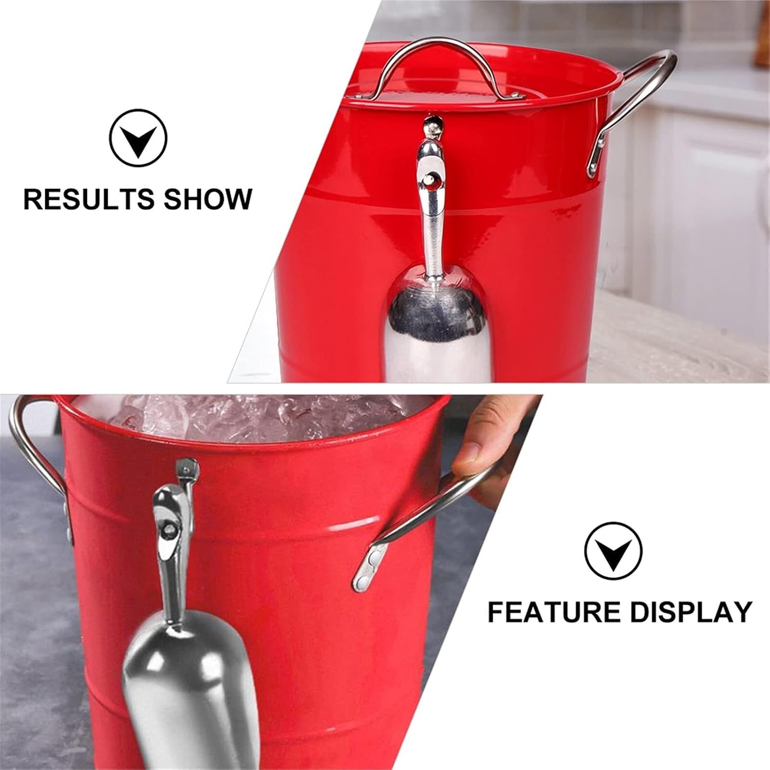 Ice Bucket with Lid and Ice Tongs,3.5L Metal Double Wal Ice Bucket Set,Home Kitchen Gifts with Lid,Modern Ice Buckets for Parties,Ice Bucket