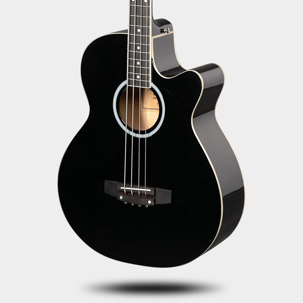Full Size Acoustic Electric Bass Guitar 4 String Bass Guitar Kit with 4-Band EQ, Special Cutaway Design, Portable Travel Bag, Adjustable Strap, Premium Cable, Picks and Wrench