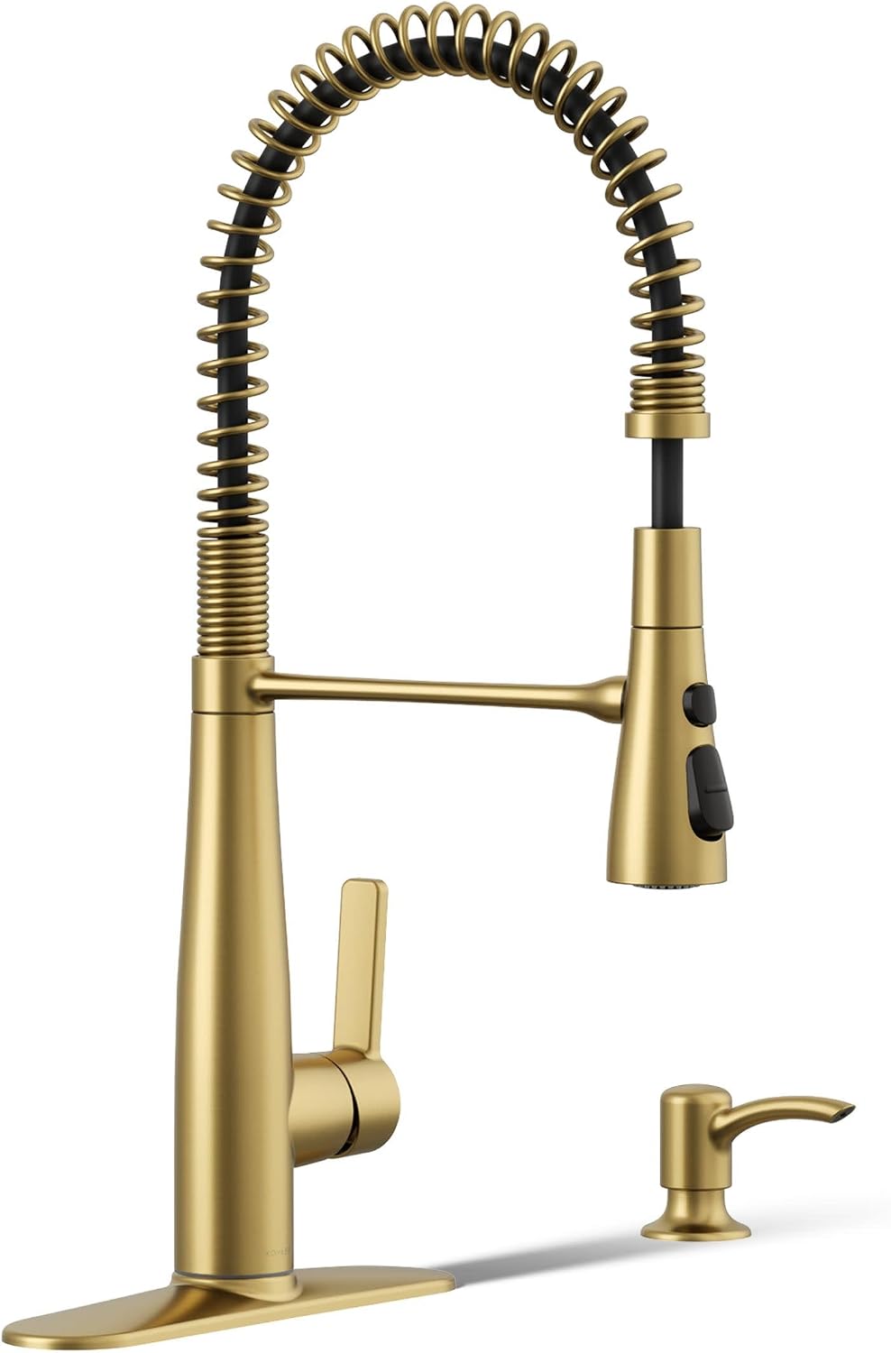 KOHLER K-REC22745-SD-2MB Semi-Professional Kitchen Sink Faucets with Soap Dispenser, Commercial Kitchen Faucets with Pull Down Sprayer, Vibrant Brushed Moderne Brass