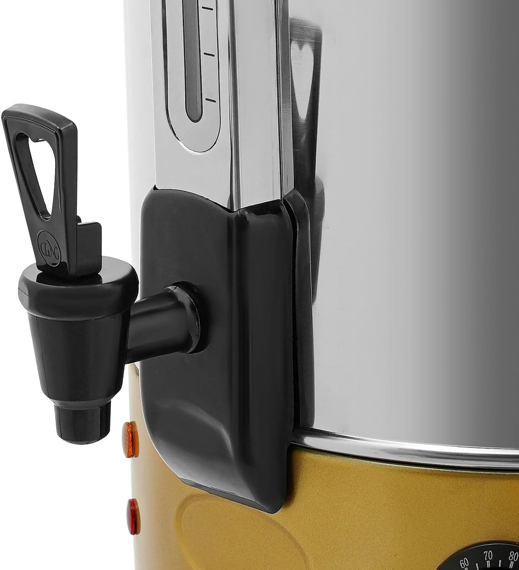 Commercial Coffee Urn, 2800W Stainless Steel Hot Beverage Dispenser with Faucet, Adjustable Temperature 86-230°F, Electric Hot Water Urn for Coffee Tea(Yellow)