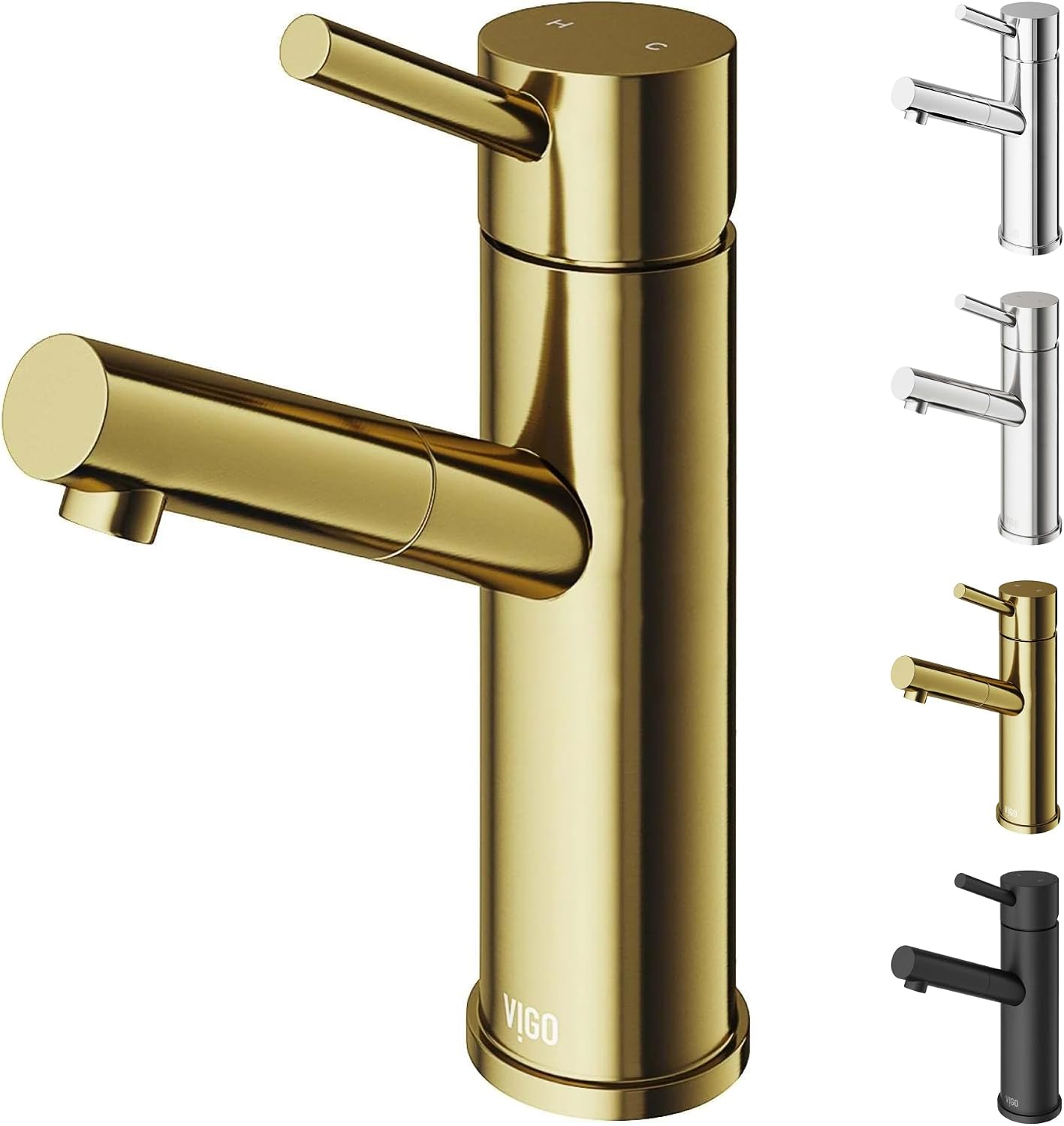 VIGO Noma Single-Handle Single-Hole Mount Bathroom Sink Faucet, 8-Inch, Matte Brushed Gold, Modern Design, Solid Brass, 1.2 GPM WaterSense & Ceramic Disc Valve, Corrosion-Resistant