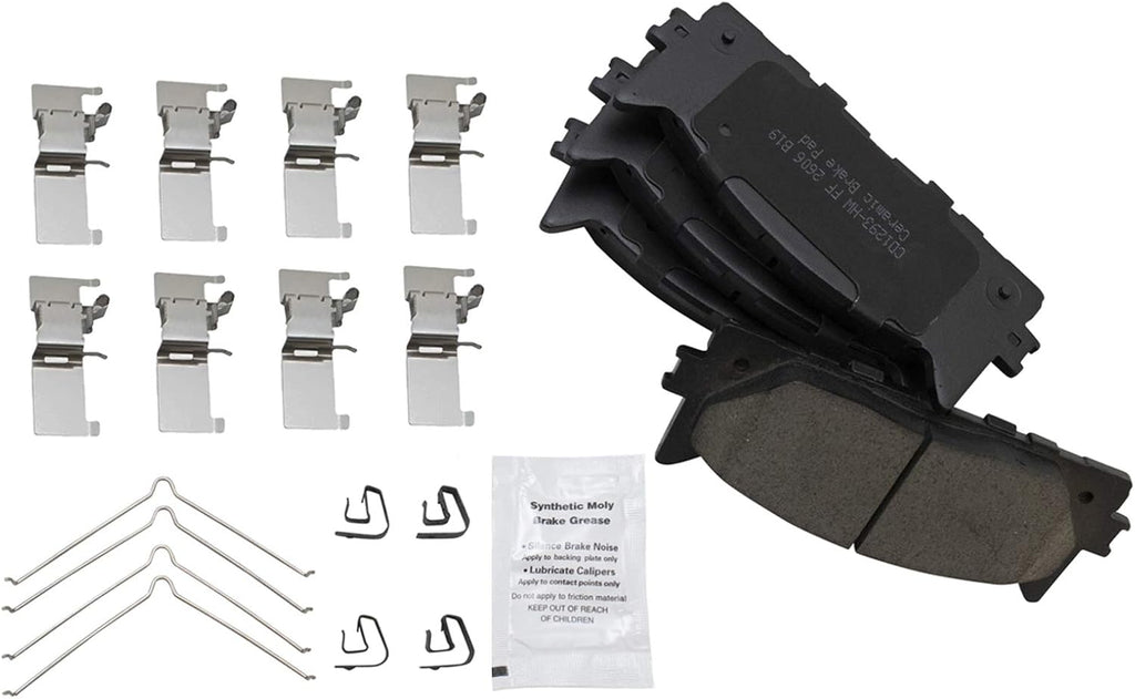 TRQ Performance Front Brake Pad and Rotor Set Ceramic G Coated Vented Rotors Calipers Compatible with 2012-2018 Toyota Avalon Camry 2016-2018 Lexus ES350