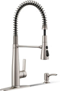 KOHLER K-R22745-SD-VS Semi-Professional Kitchen Sink Faucets with Soap Dispenser, Commercial Kitchen Faucets with Pull Down Sprayer, Vibrant Stainless