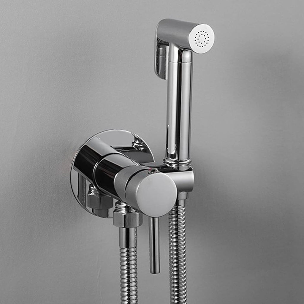 Handheld Bidet Sprayer for Toilet, Baby Cloth Diaper Hot and Cold Water Wall Mounted Brass Kit for Personal Hygiene Cleaning,Chrome(Chrome)
