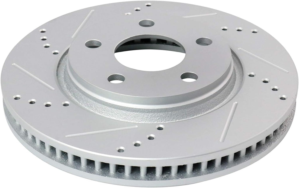 TRQ Performance Front Brake Pad and Rotor Set Ceramic G Coated Slotted Drilled Rotors Compatible with 2004 Pontiac Grand Prix