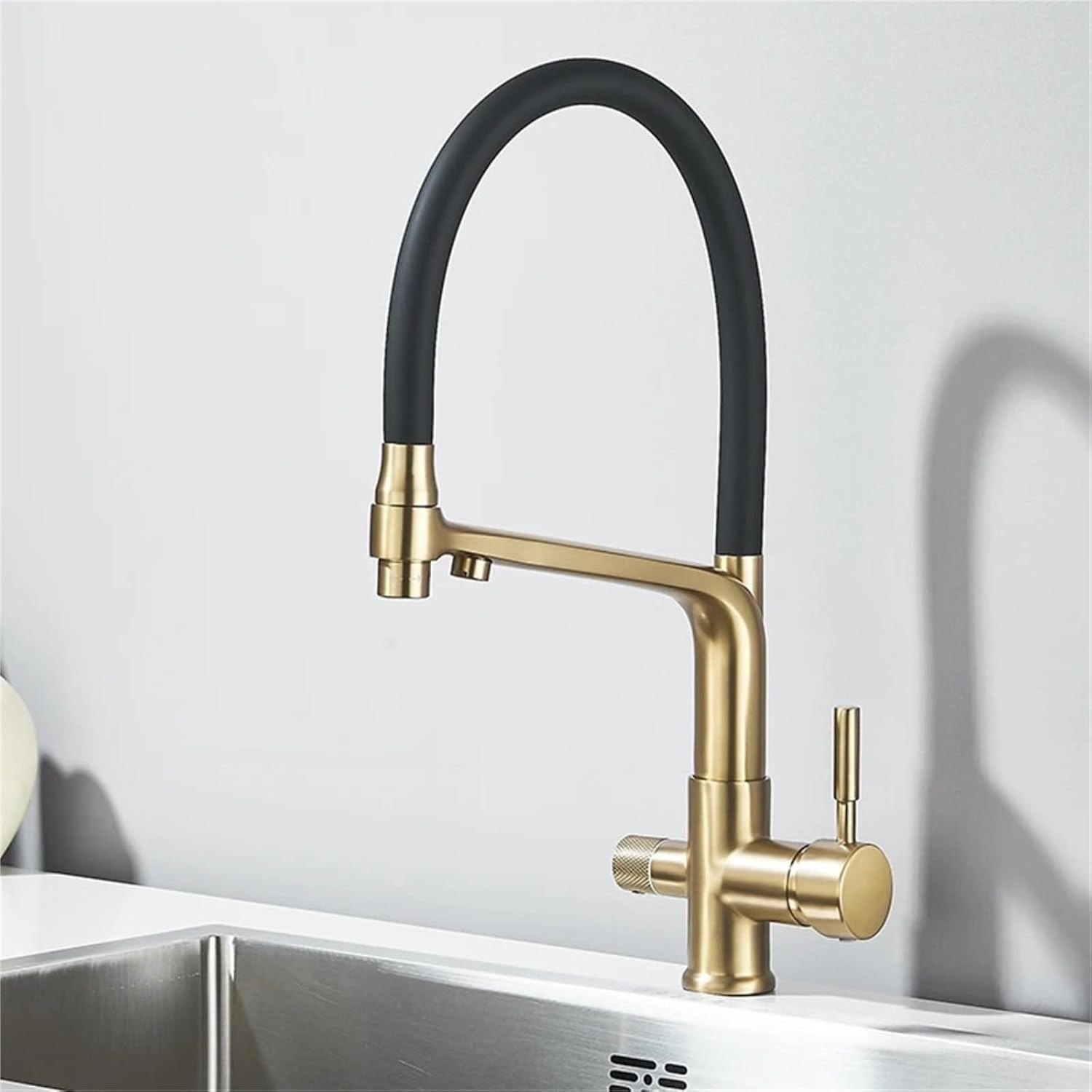 Pure Water Kitchen Faucets 360 Swivel Filter Faucet for Kitchen Pull Down Purification Water Mixer Tap(Brushed Gold)