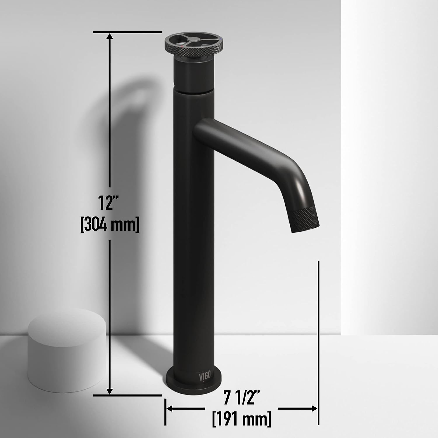 VIGO Cass Single-Handle Single-Hole Mount Vessel Bathroom Sink Faucet, 12-Inch, Matte Black, Modern Design, Solid Brass, 1.2 GPM WaterSense & Ceramic Disc Valve, Corrosion-Resistant