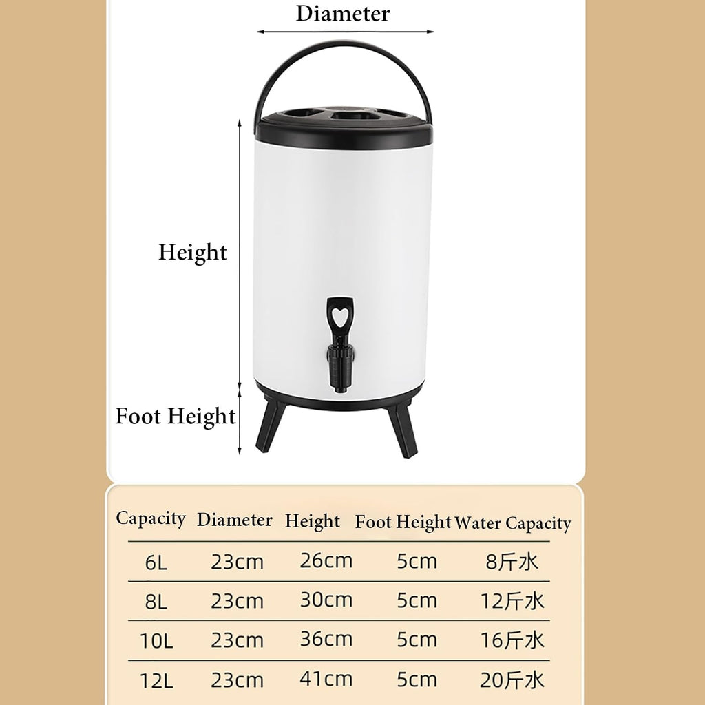 NEONMAN Commercial Insulation Barrel, Keeps Water Hot or Cold Large Capacity (6L-16L) Foldable Stand Resin Faucet Leak-proof Seal, Suitable for a Variety of Beverages(Black,12L)
