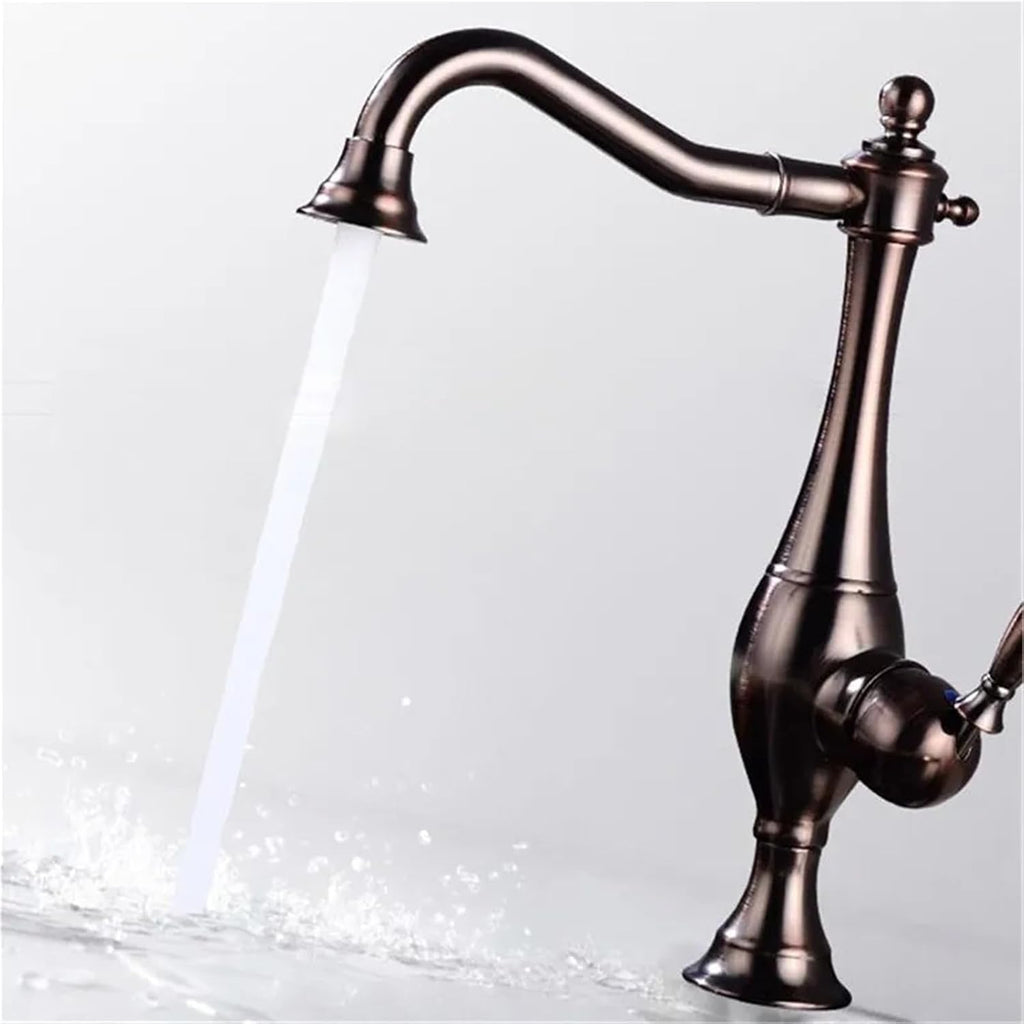 Kitchen Mixer Faucets Hot & Cold Solid Brass Sink Water Taps Single Handle Deck Mounted Crane Vessel(ORB)