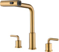 Kitchen Faucet with Pull Down Sprayer - Brushed Gold 3 Hole Kitchen Sink Faucet - 8 Inch 2 Handle Champagne Bronze 3 Piece Faucets Stainless Steel Faucet, 360° Swivel, Pull Out 3 Spray Modes