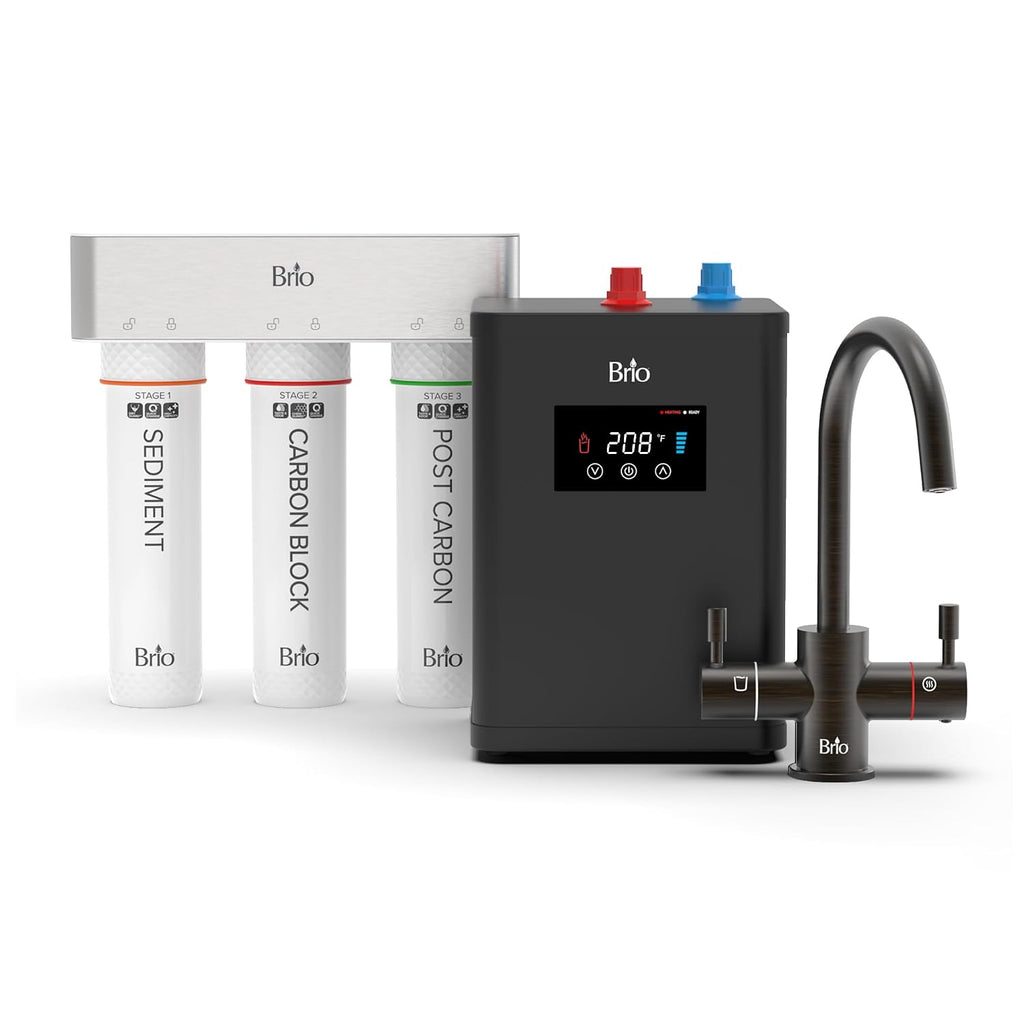 Brio 3-Stage Digital Instant Hot Water Undersink Dispenser System with Dual Flow Faucet in Oil Rubbed Bronze, Dispenses Hot & Room, NSF/ANSI 42, 53, 61 & 372, Filters Included