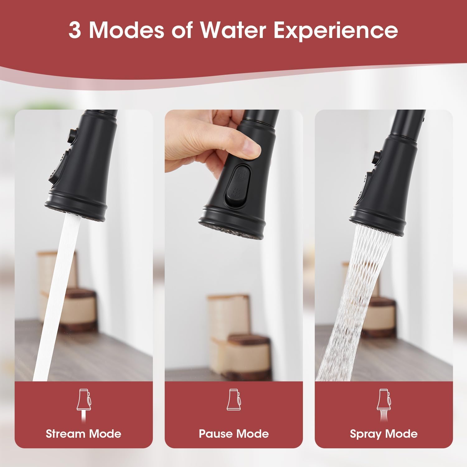 Black Kitchen Faucets with Pull Down Sprayer, Vintage Brass Kitchen Sink Faucet High Arc Single Handle with Deck Plate 1 or 3 Hole for Farmhouse Camper Laundry Rv Bar