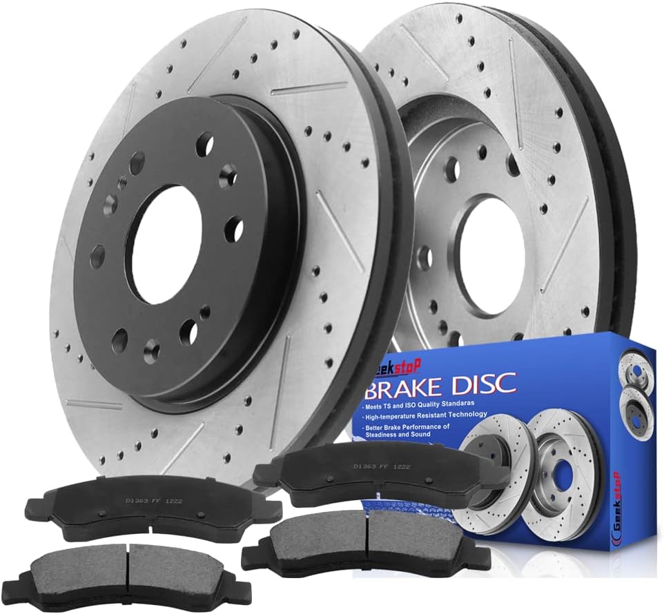 Front Brake Rotors and Pads Kit Compatible with 2005-2018 Chevy Silverado 1500, 2008-2020 Chevy Tahoe, 2015-2019 Chevy Suburban, GMC Yukon XL, 2005-2018 GMC Sierra 1500, 2008-2020 GMC Yukon