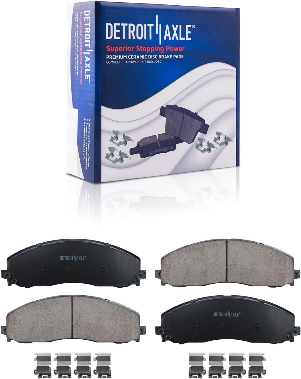 Detroit Axle - 4WD Brake Kit for 2012-2022 Ford F-250 Super Duty 2013-2022 F-350 Super Duty, 14.29' inch Front and Rear Disc Brake Rotors Ceramic Brakes Pads Replacement