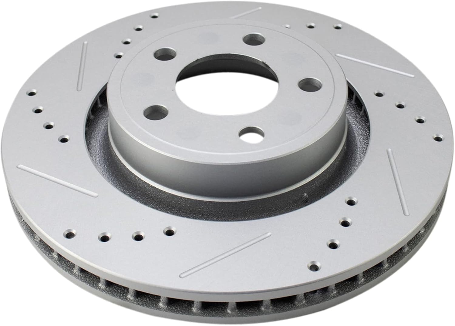 TRQ Performance Front Brake Pad and Rotor Set Ceramic Drilled Slotted Vented Rotors Compatible with 2015-2017 Ford Mustang