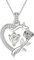 HeartMelody Heart Necklaces for Women Gold,14k 18K White Gold Plated Dainty Rose Butterfly Necklace with Garnet Birthstone Pendant Necklace Everyday Jewelry Birthday Christmas Gifts for Women Mom Her