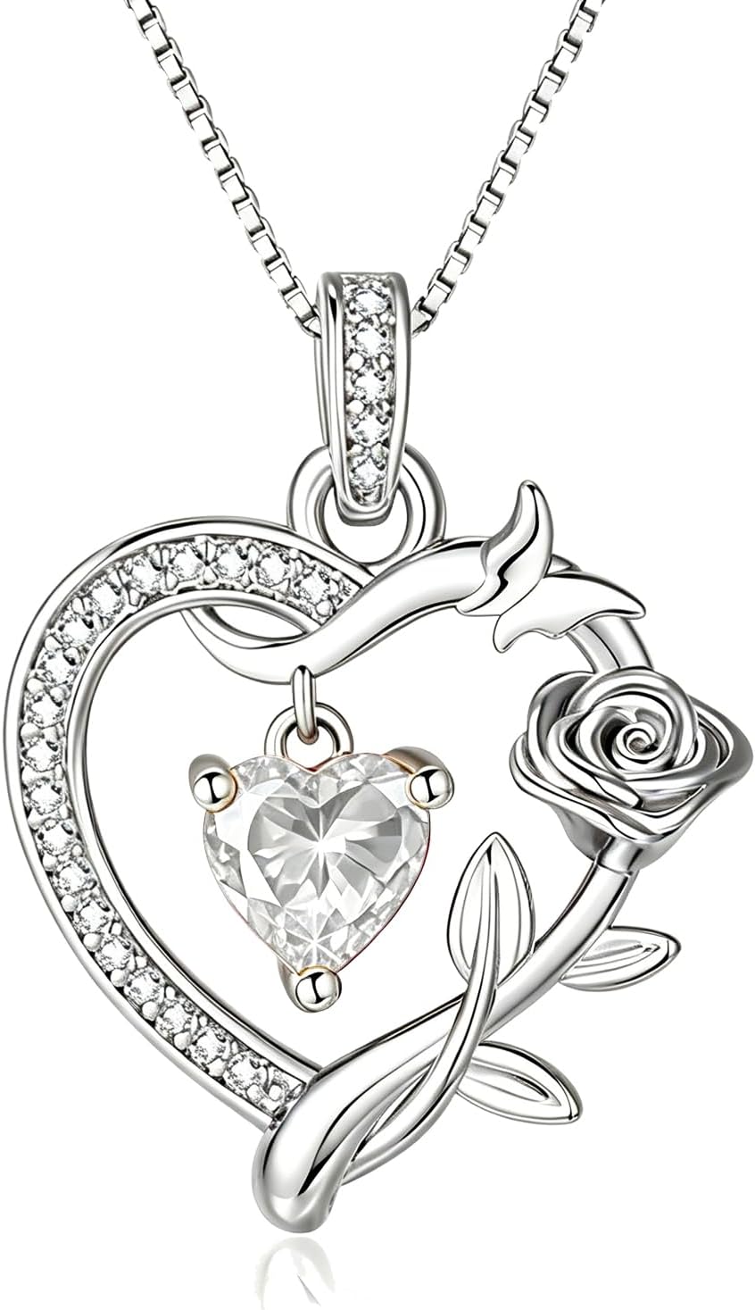 HeartMelody Heart Necklaces for Women Gold,14k 18K White Gold Plated Dainty Rose Butterfly Necklace with Garnet Birthstone Pendant Necklace Everyday Jewelry Birthday Christmas Gifts for Women Mom Her