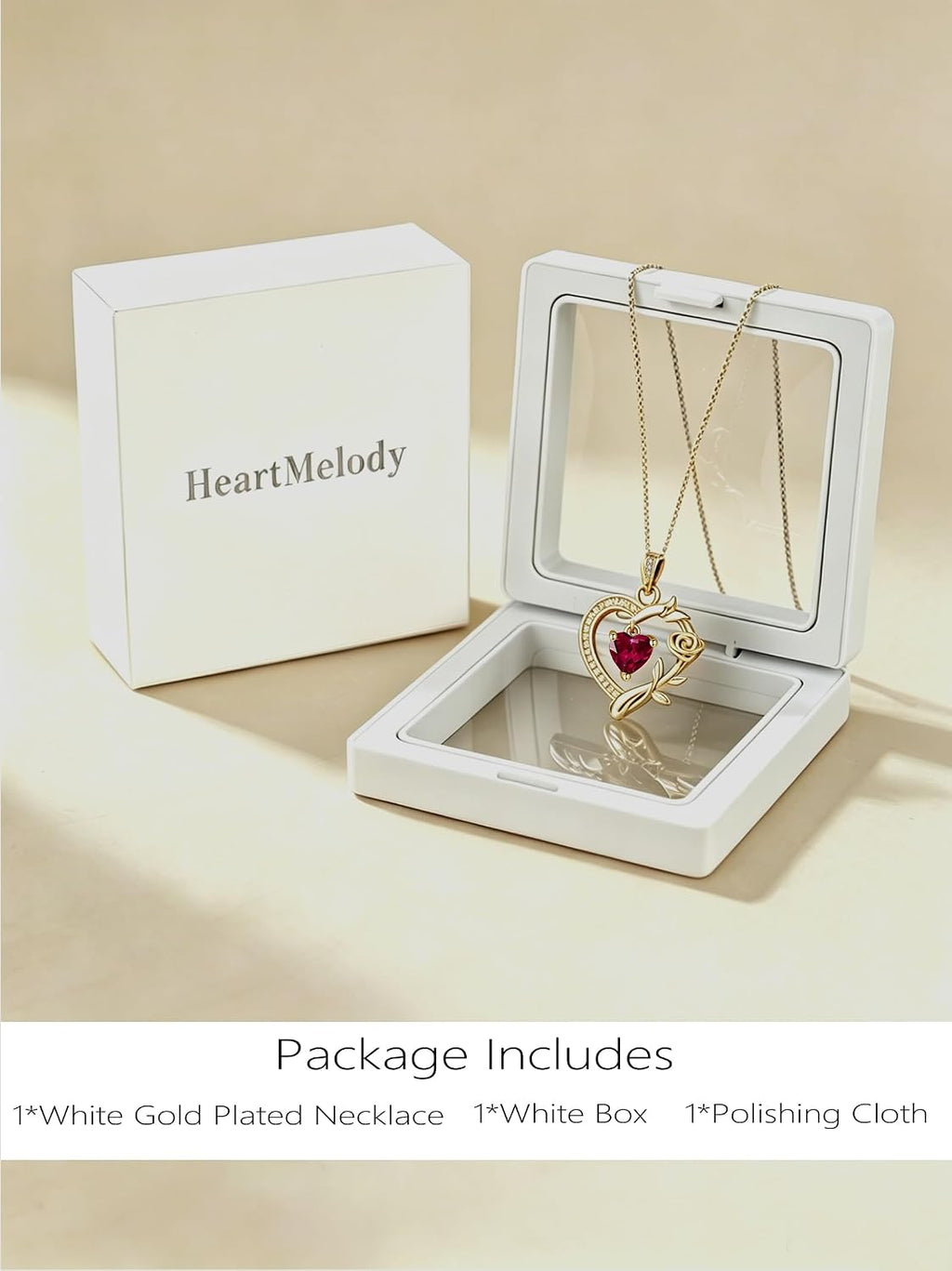 HeartMelody Heart Necklaces for Women Gold,14k 18K White Gold Plated Dainty Rose Butterfly Necklace with Garnet Birthstone Pendant Necklace Everyday Jewelry Birthday Christmas Gifts for Women Mom Her