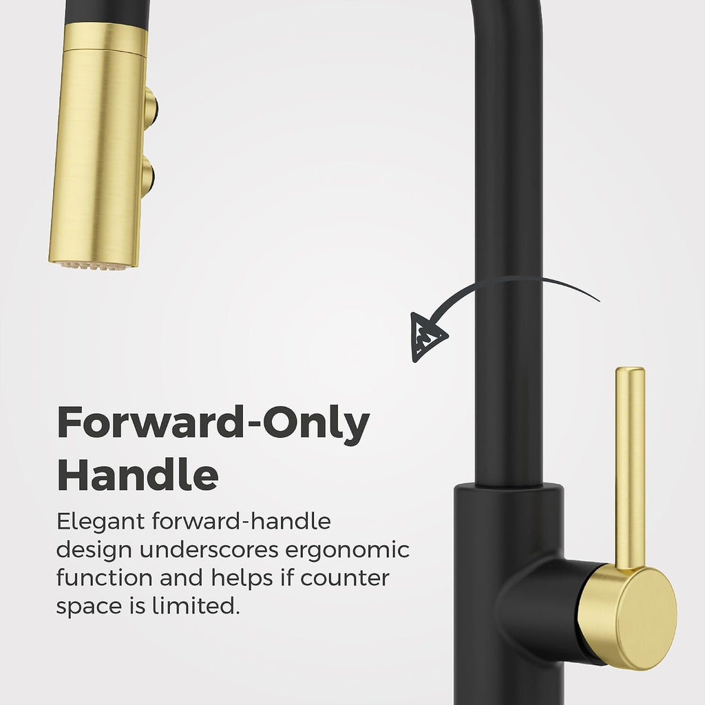Pfister Zanna 1-Handle Pull-Down Kitchen Faucet in Matte Black and Brushed Gold
