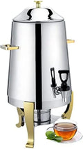 POUR Stainless Steel Commercial Coffee Urn with Chrome Accents - Hot Drinks Dispenser with Lid - 3.5 Gallons, Gold, Friendly321