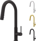 VIGO Hart Hexad 18'' H Single Handle Pull-Down Spout Kitchen Faucet in Matte Black-VG02034MB