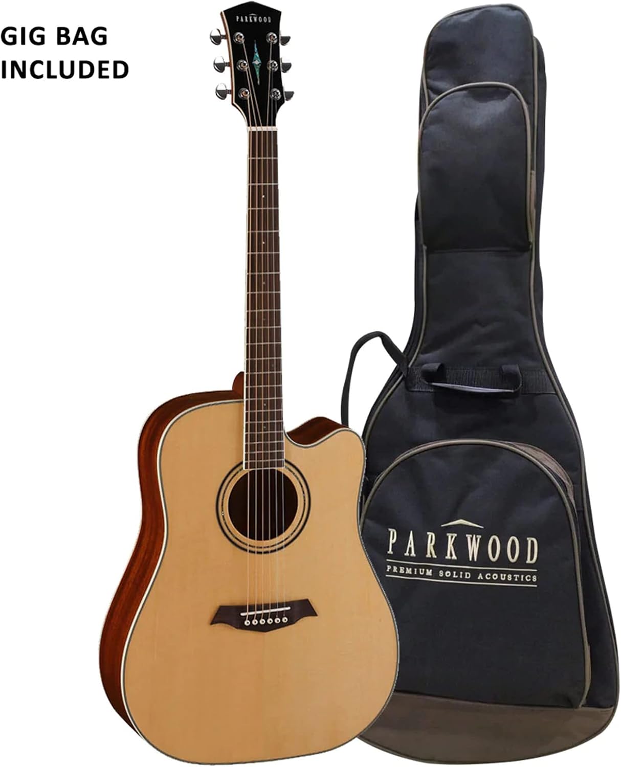 Parkwood S66 Dreadnought Cutaway Semi Acoustic Guitar - Natural