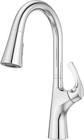 Pfister Talega Pull-Down Kitchen Faucet with Sprayer in Polished Chrome - Single Handle High Arc Kitchen Sink Faucet with 3 Water Settings, 360° Swivel Spout and MagnePfit Docking F5297TEC