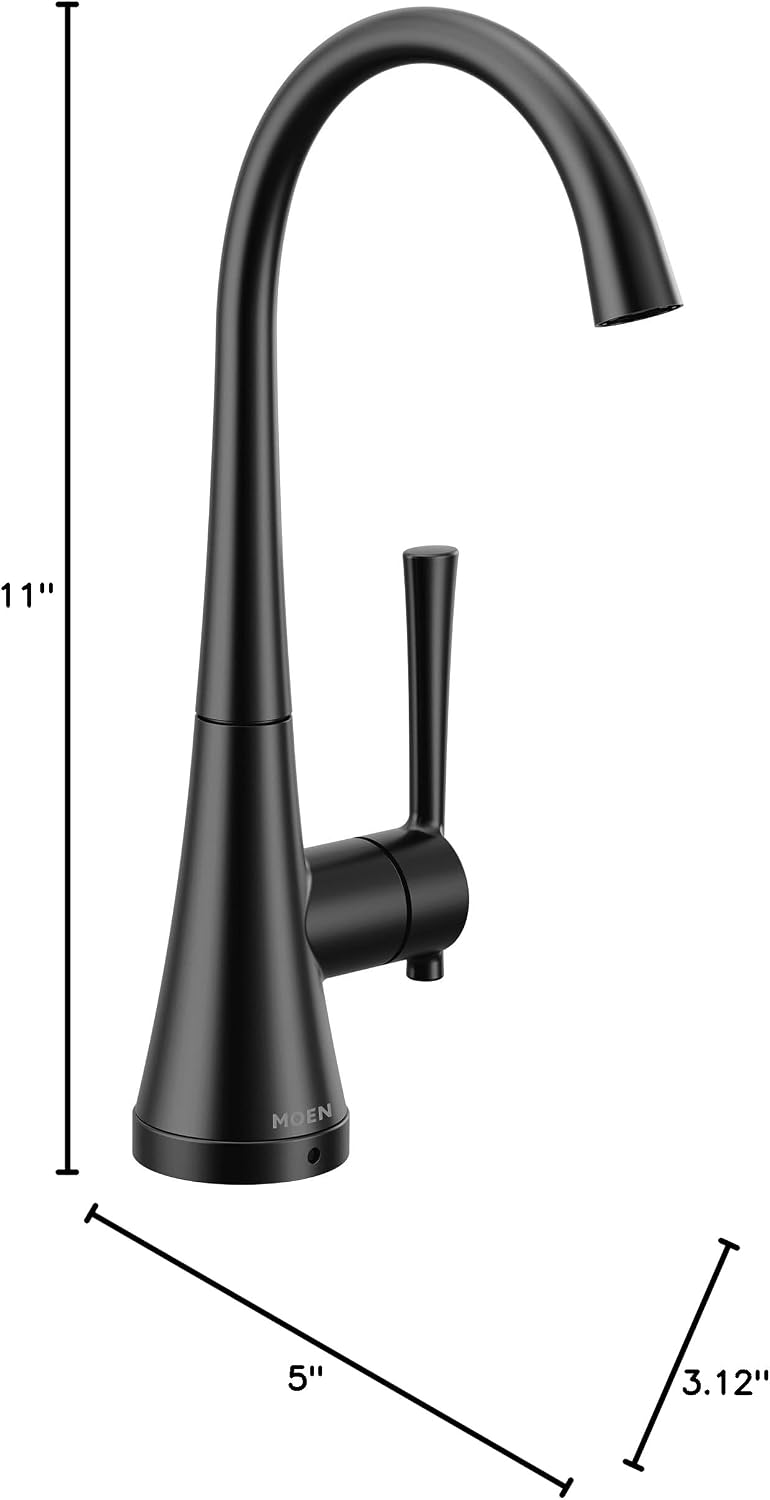 Moen Matte Black Kurv One-Handle High Arc Single Mount Cold Water Beverage Faucet with Optional Filtration System, S5560BL