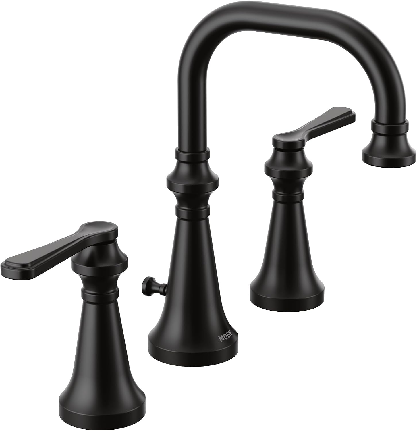 Moen TS44102BL Colinet Traditional Two-Handle Widespread High-Arc Bathroom Faucet with Lever Handles, Valve Required, Matte Black
