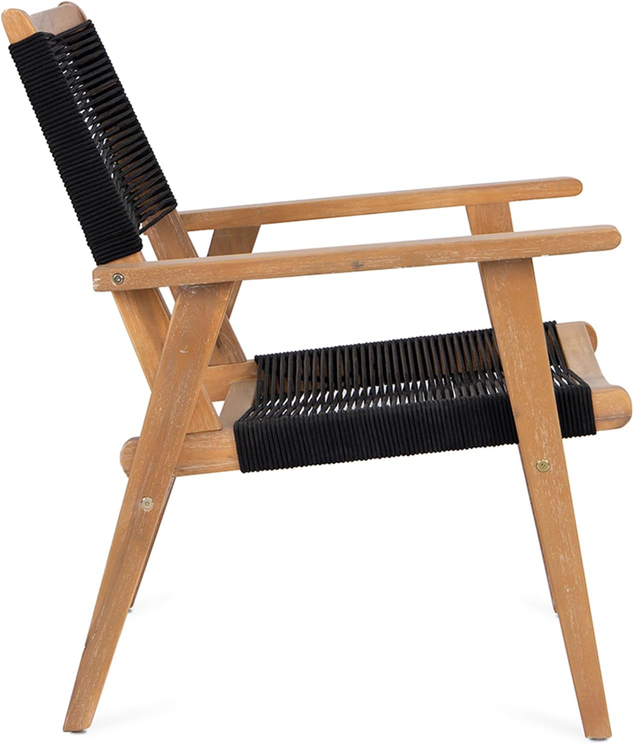 Outdoor Patio Chairs Set of 2 Black Rope Furniture Chairs 2-Person Outdoor Conversation Combination Armchairs for Backyard, Poolside, Garden, Living Room, Porch (Black+Brown-BB)