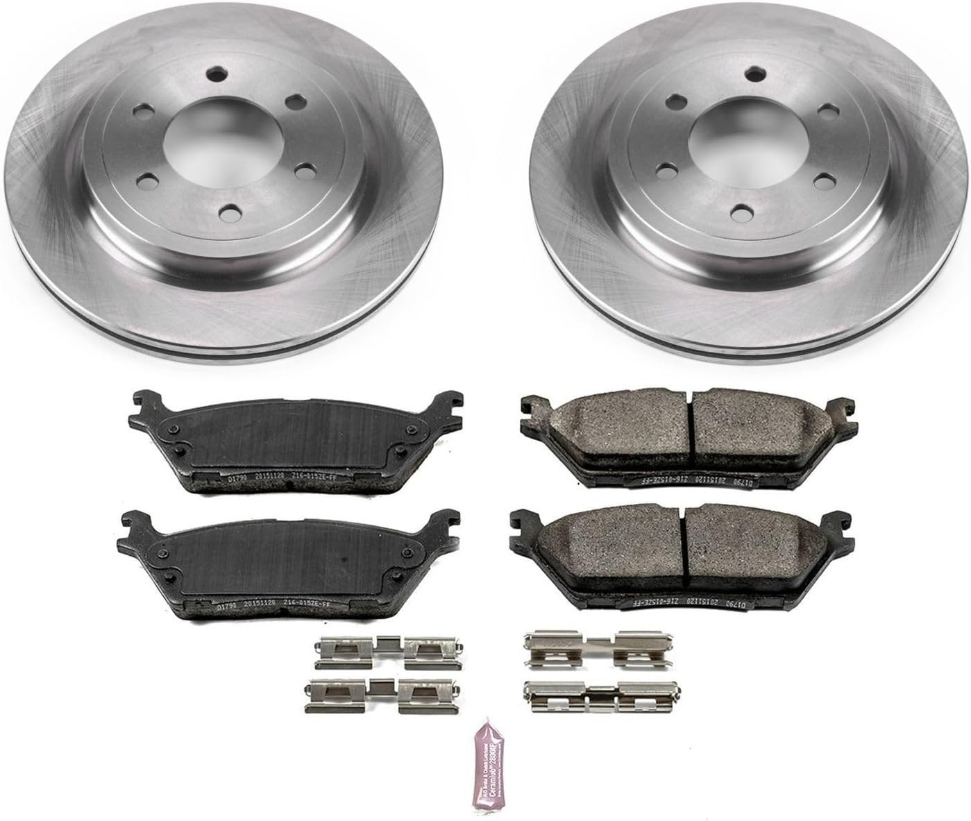 PowerStop Rear Brake Kit for Ford Expedition 2018-21 |F-150 2018-20 |Lincoln Navigator 2018-21 - Z17 Ceramic Brake Pads & Disc Rotors Replacement, KOE8030