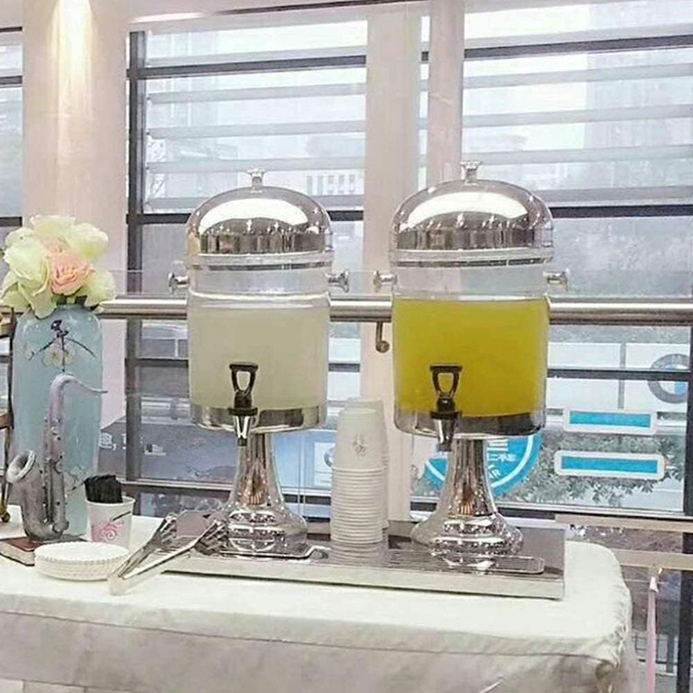 Beverage Dispenser, Beer Dispenser, Beverage Machine, Dual Faucet Juice Dispenser, Carbonated Beverage Machine (Silver)