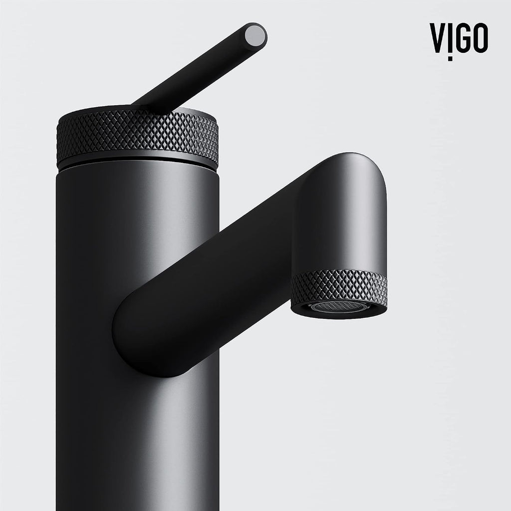 VIGO Sterling Single-Handle Single-Hole Mount Vessel Bathroom Sink Faucet, 11-Inch, Matte Black, Modern Design, Solid Brass, 1.2 GPM WaterSense & Ceramic Disc Valve, Corrosion-Resistant