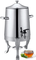 POUR Stainless Steel Commercial Coffee Urn with Chrome Accents - Hot Drink Dispenser with Lid - 3.5 Gallon, Silver, Friendly321