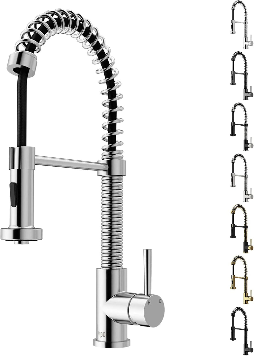 VIGO Edison 19'' H Single Handle Pull-Down Sprayer Kitchen Faucet in Chrome-VG02001CH