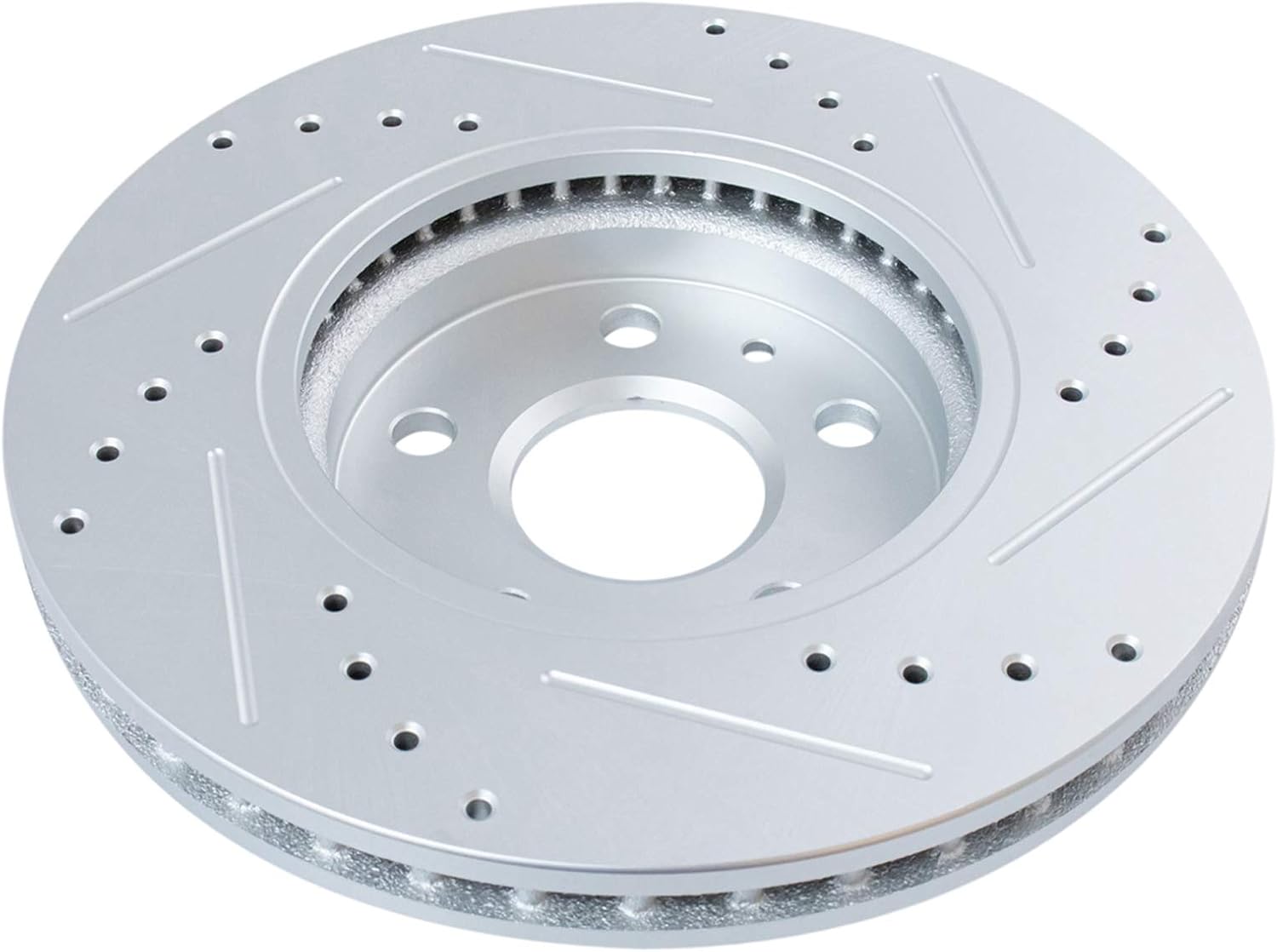TRQ Performance Front Brake Pad and Rotor Set Ceramic Coated Drilled Slotted Vented Rotors Compatible with 2008-2014 Cadillac CTS