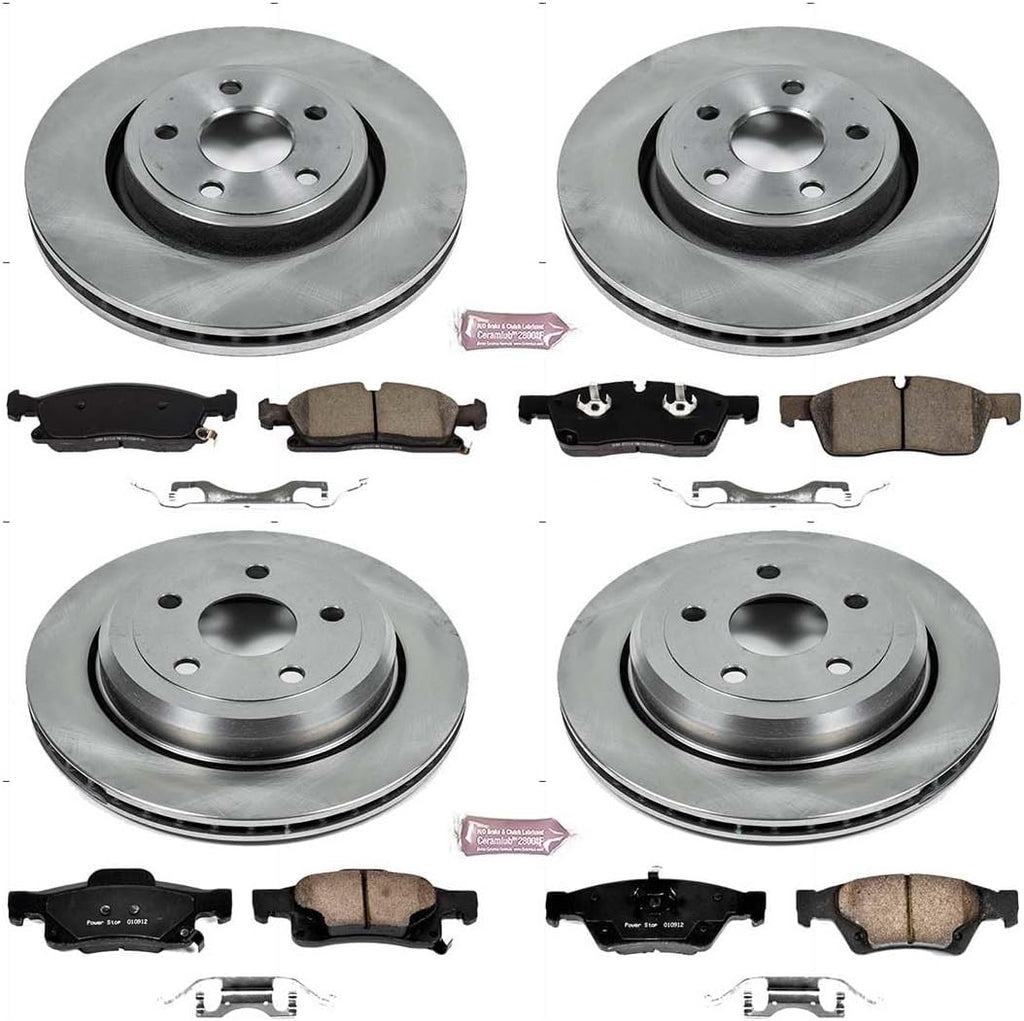 PowerStop Front and Rear Brake Kit for Dodge Durango 2021-24 |Jeep Grand Cherokee 2016-21 |Grand Cherokee WK 2022 - Z17 Ceramic Brake Pads & Disc Rotors Replacement, KOE7136