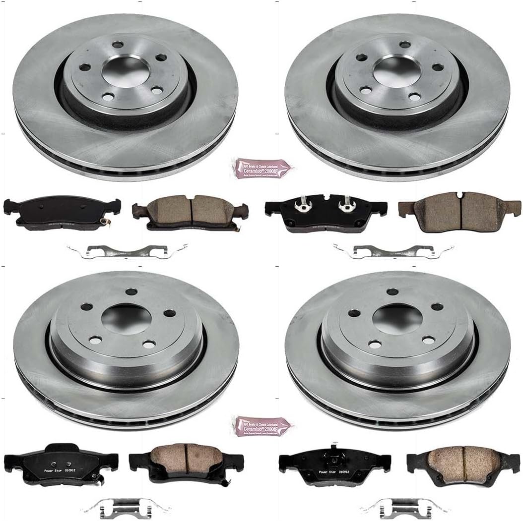 PowerStop Front and Rear Brake Kit for Dodge Durango 2021-24 |Jeep Grand Cherokee 2016-21 |Grand Cherokee WK 2022 - Z17 Ceramic Brake Pads & Disc Rotors Replacement, KOE7136