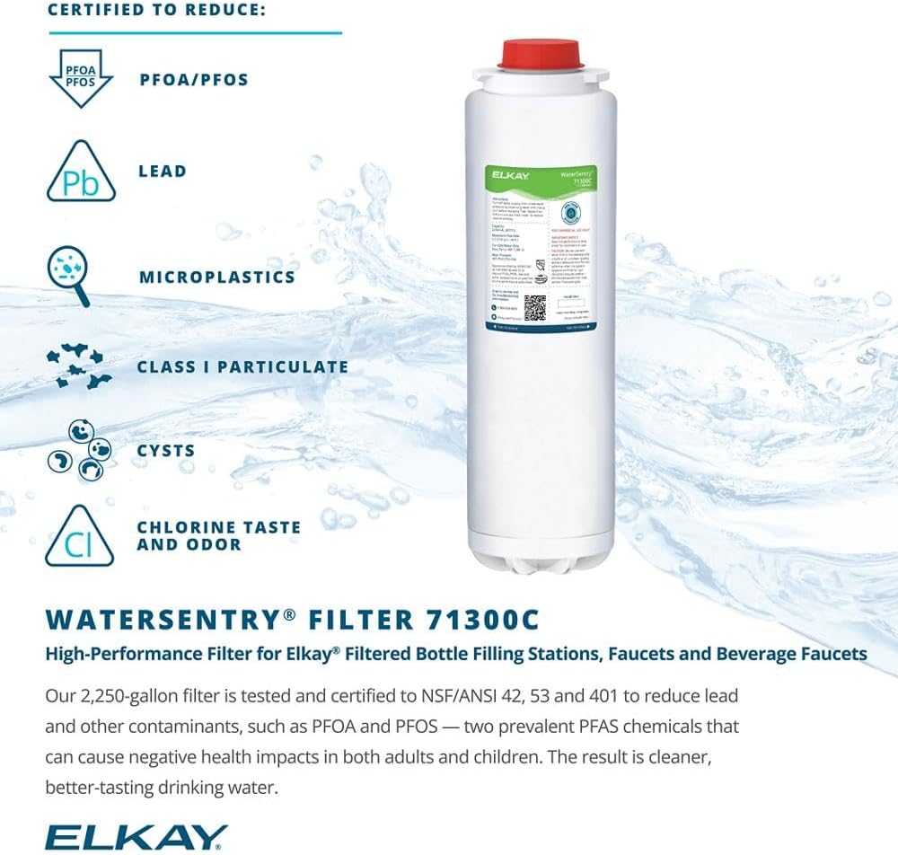 Elkay LZSTL8WSMP-PF Enhanced Filtered Bottle Filler & Bi-Level ADA Cooler Refrigerated Midnight Black PFOA/PFOS & Lead Reducing Drop Down Wrapper