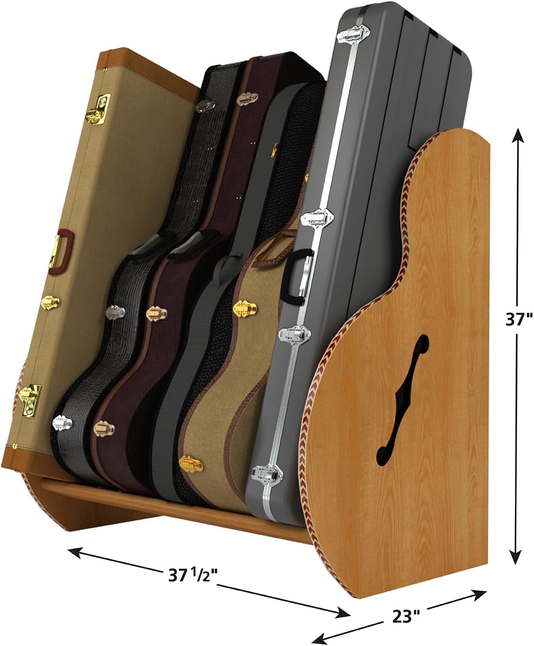 A&S Crafted Products Guitar Case Rack for Electrics & Acoustics - The Studio Deluxe (Regular) | Red Oak | Made in U.S.A.