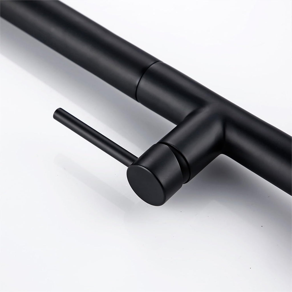 Kitchen Mixer Sink Tap Hot Cold Water 360 Degree Rotation Pull Out Brass Faucet(Black)
