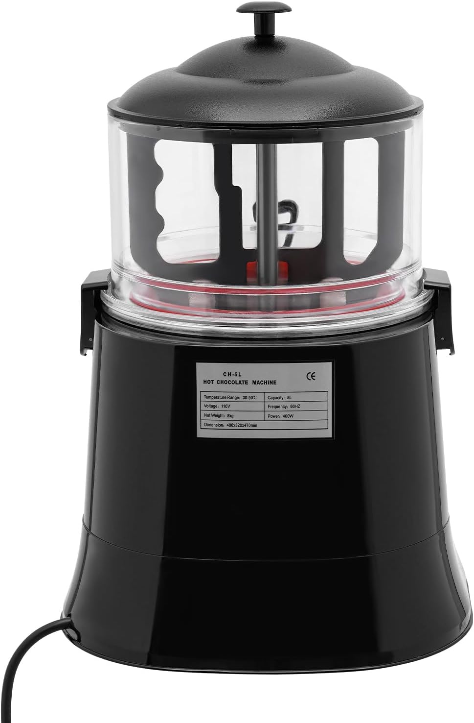 5L Commercial Hot Chocolate Maker Machine Chocolate Dispenser Warmer With Faucet 400W 110V Hot Beverage Warmer for Heating Chocolate Coffee Milk (5L-Red)