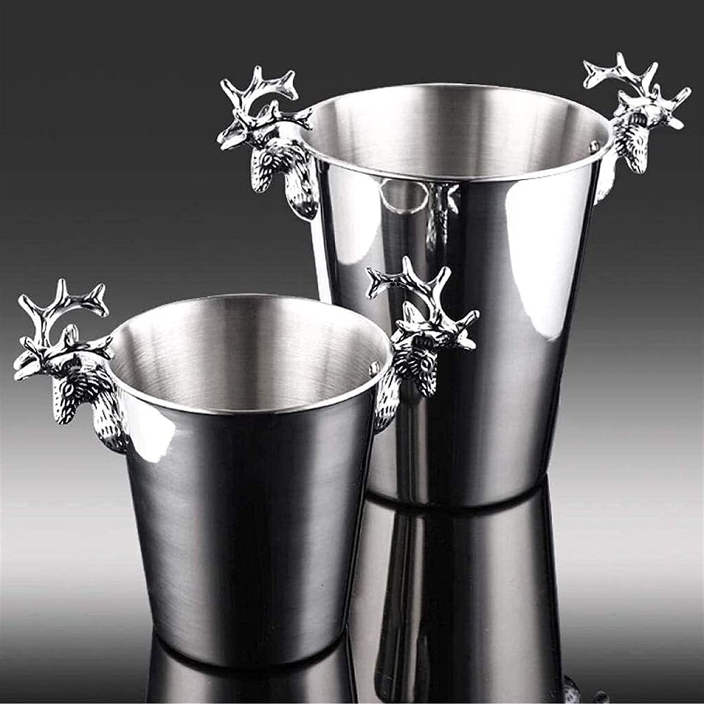 Ice Bucket - Bar Tools Stainless Steel Set Includes Cocktail Shaker Tongs and Display Serving Tray